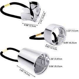 3 Pieces Metal Circle Hair Cuff Elastic Hair Band Ponytail Holder Hair Rope Accessories for Women Girls 3 Types (Silver)