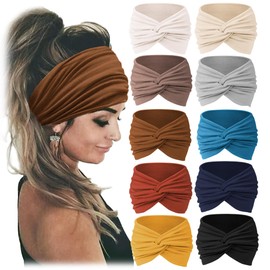 Jesries Jesries 10 PCS Women Headbands African Wide Hair Wrap Extra Turban Head Bands for Lady Large Sport Workout Stretch Non-slip Big Hair Bands