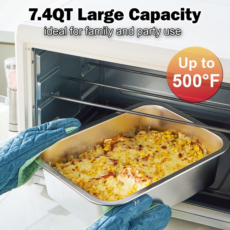 4-Piece 4 Inch Extra Deep Lasagna Pan with Lid, 11x14.2-Inch