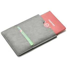 XEYOU Passport Holder Cover - Ultra Slim Premium Vegan Leather Travel Wallet Case Cover (Grey)