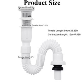 Flexible Waste Pipe,Viceda 40mm Bathroom Sink Waste Pipe with Waste Trap,Retractable Waste Pipe Kit, Drain Pipe with Sink Trap,for Bathroom Basins,Kitchen Sinks, Drain,Caravan,Campervan Sinks