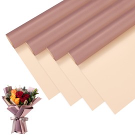 M METERXITY 20 Sheets Flower Wrapping Paper Bouquet, 23 Inch Double-Sided Khaki & Brown BOPP Waterproof Floral Wrapping Paper Flower Packaging DIY for Wedding/Party/Gift Bouquet Wrap Paper