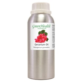 Geranium Essential Oil – 8 fl oz (237 ml) Aluminum Bottle w/Plug Cap – 100% Pure Essential Oil – GreenHealth