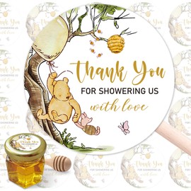 Kwtzkuo® 80pcs Winnie Thank You Stickers Seal Sticker Honey Jar Sticker Gift Label Adorable Pooh Baby Shower Decorations Winnie Birthday Party Favors