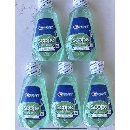 Crest 5 Bottles Scope Mouthwash Classic - Travel Size - 1.2 fl oz (36 mL) Each NEW