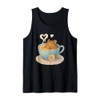 Sleeping Degu Tea Cup Heart Steam Art Tank Top