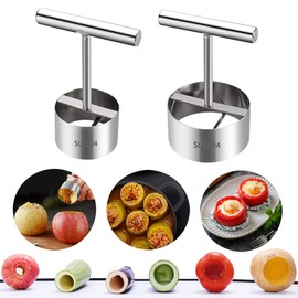 2PCS New Stainless Steel Vegetable Drill Fruit Corer Remover Veggie Corers With 2 Sizes for Coring and Hollowing Out Zucchini, Potatoes, Carrot, Apple, Eggplants, Tomatoes, Bell Peppers, Easy to Use