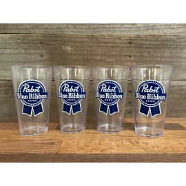 PABST BLUE RIBBON PBR Hard Plastic Pint Glasses NEW Old Stock 90's-00's SWEET