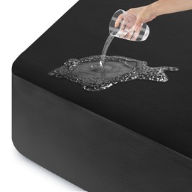 ohano Waterproof Mattress Protector 140 x 200 cm, Microfibre Cotton Velvet Fitted Sheet, Incontinence Pad, Moisture Protection Flat Sheet, Waterproof and Breathable Mattress Cover, Black