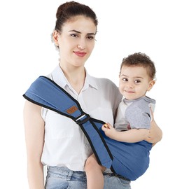 Toddler Carrier, Baby Sling Side Baby Carrier Newborn from Birth for Babies from 0 to 24 Months, Toddlers up to 20 kg (Blue)