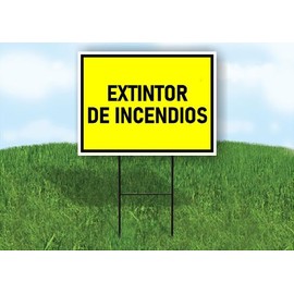 EXTINTOR DE INCENDIOS FIRE EXTINGUISHER YELLOW 18x24 in Double Sided Yard Road Sign w/Stand