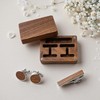 Wislist Walnut Cufflinks and Tie Clip Set with Wood Gift