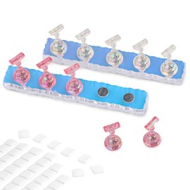 2 Sets Nagel Stander für Press on Nails Display, Magnetischer Nagel Übungs Halter, Acryl Nagelspitzen Display Ständer mit 96 Stück wiederverwendbarem Klebebefestigung, für Fingernagel DIY