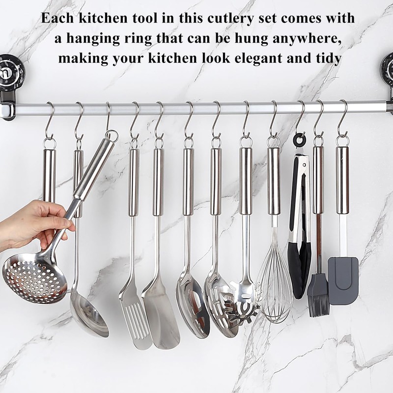 Reanea Kitchen Utensils Set, 39 Pieces Stainless Steel Cooking Utensils