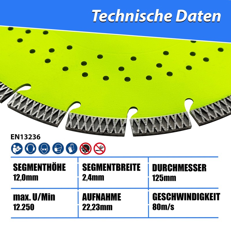LXDIAMOND Diamond Cutting Disc 125 mm x 22.23 mm -
