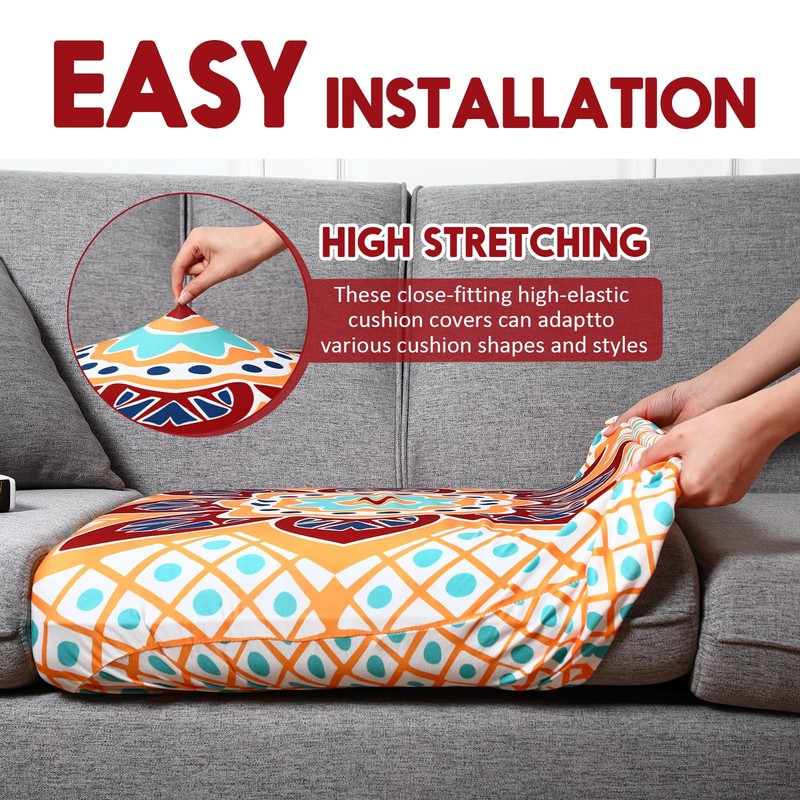 Hahafelt 8 Pcs Stretch Patio Cushion Covers Outdoor Sofa Cushion