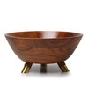 11.8 inch Acacia wood bowl with three Brass legs |