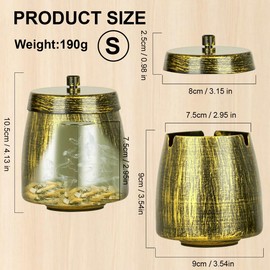 Ruayia Ashtray with Blanket, Storm Ashtray, Wind Ashtray, Stainless Steel, Storm Ashtray with Non-Slip Base, Standing Ashtray for Outdoor and Indoor Use, Small Size, Copper Colour