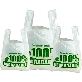 Eco Friendly Plastic Bags White Vest Carrier Bags 100% Degradable - Jumbo Size 13 x 19 x 23" Sterling Bargains (100)