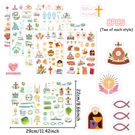 8 Bögen Sticker Kommunion, Taufaufkleber, Taufe Konfirmation Kommunion Sticker Set, ideal zum Kommunion, Konfirmation, Taufe - Stickerbögen für Gästebuch Fotoalbum, für Mädchen und Junge