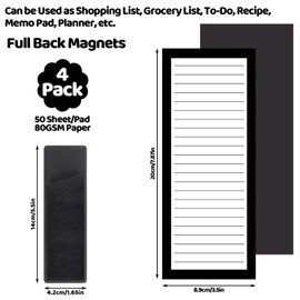 Thboxes 4 Pack Magnetic Note Pad for Fridge with Pen Holder, Totally 200 Sheets Magnetic To Do List, Shopping List, Grocery List, Memo Pads for Refrigerator（Black Border）