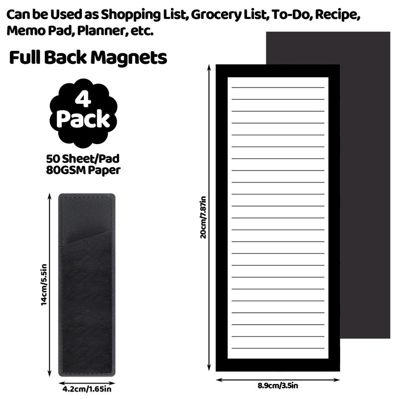 Thboxes 4 Pack Magnetic Note Pad for Fridge with Pen