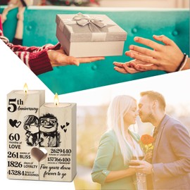 5th Anniversary Wedding Gifts for Wife Him, Couples Gifts Candlestick,Cotton 5th Wedding Anniversary Birthday Gifts for Wife from Husband,Anniversary Presents for Girlfriend, for Her