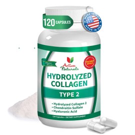 Collagen Type 2 Hydrolyzed Supplement with Chondroitin and Hyaluronic, for Healthy Hair, Skin, Nails, and Joints, No Fillers, Additives, and No Artificial Colors - 120 Vegetarian Capsules