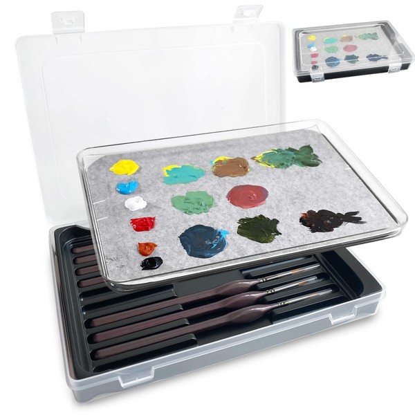 Wet Palette. Stay-Wet Palette for Acrylic Painting, Brush Holders, and