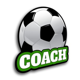 Soccer Coach Vinyl Decal Sticker | Cars Trucks Vans Windows Walls Cups Laptops | White on Black Background | 5 X 4.8 Inches | KCD2003