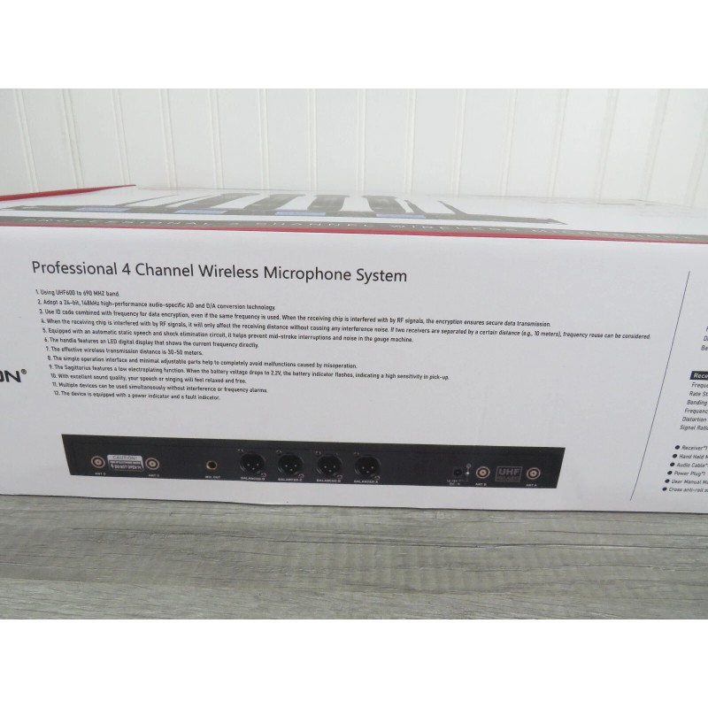 Exoton MU-4 Professional 4 Channel UHF Wireless Microphone System Rack