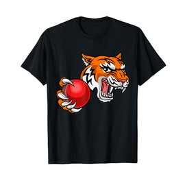 Tiger Cricket Player Animal Cartoon Character T-Shirt