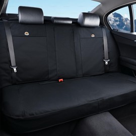 Coverado Canvas Universal Car Seat Covers - Rear & Auto Seats Protectors for Kids & Dogs - Fits Most Vehicles Trucks SUVs/Black
