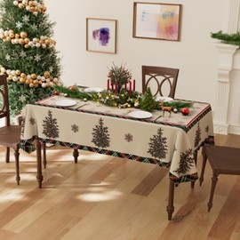 BOTB LIHM Christmas Snowflakes Christmas Trees Winter Xmas Tablecloth Cloth Rectangle Washable Table Covers for Indoor Outdoor Dining Table Home Party Decorations 52x70 Inch