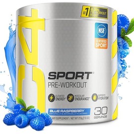 Cellucor C4 Sport Pre Workout Powder Blue Raspberry - Pre Workout Energy with Creatine + 135mg Caffeine and Beta-Alanine Performance Blend - NSF Certified for Sport 30 Servings