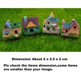 EMiEN 4 Pieces Mini Villa House Miniature Ornament Kits,Miniature Ornament for DIY Dollhouse Decoration Fairy Garden Plant Décor
