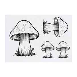 Azeeda 4 x 'Pilz' Temporäre Tattoos - Wasserfest, Hautfreundlich & Ungiftig · Transfers in Verschiedenen Größen (TO00069146)