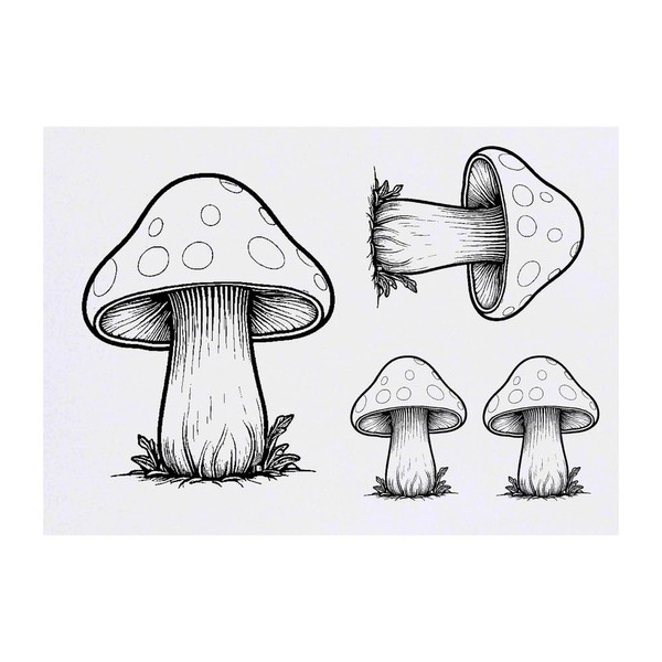 Azeeda 4 x 'Pilz' Temporäre Tattoos - Wasserfest, Hautfreundlich &