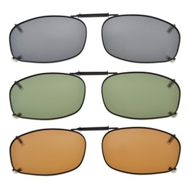 Eyekepper Grey/Brown/G15 Lens 3-pack Clip-on Polarized Sunglasses 54 * 34MM