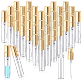 Zhehao 50 Pcs Mini Spray Bottles Clear Glass Perfume Bottles Refillable Fine Mist Perfume Atomizer Portable Empty Sample Containers for Cleaning, Essential Oils, Travel(5 ml)