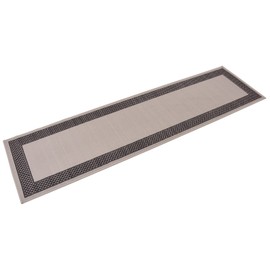 Pinoletti Border Design Printed Slip Resistant Rubber Back Latex Runner Rug and Area Rugs (Grey Black, 1'11" x 7')