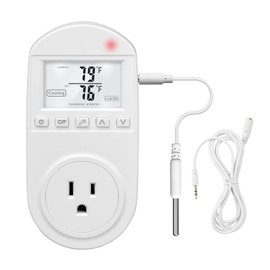 Temperature Controlled Outlet, Briidea Thermostat Outlet Compatible with Window Air Conditioner, Space Heaters, Fans, Auto On/Off, Ideal for Household, Greenhouse, Reptile, Incubator, 110V 15A