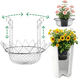 Insertos Ajustables para Macetas Grandes 12-18", Elevador de Plantas con Ganchos de Cadena, Relleno de Cadena para Macetas Altas, Soporte de Metal Alta Resistencia para Macetas Profundas (1PC)