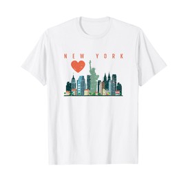 New York City NYC Skyline Heart Distressed Style T-shirt T-Shirt