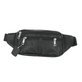 leather Fanny pack, Outdoor travel waist Pack Cowhide Leather Large Size 6 Pockets waist bag.Suitable for outdoor mountaineering, travel, camping, cycling, running, etc.（black-C）