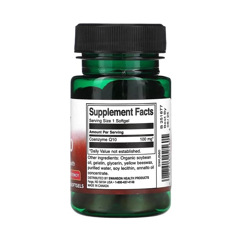 Swanson | Coq10 100mg 50 Cápsulas Sfn Sin Sabor Sin