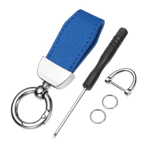 uxcell Car Key Chain, Zinc Alloy Leather Car Keychain Anti-lost