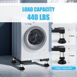 Nefish Mini Fridge Stand Height 5"-6.1" Adjustable 16-24 Inch Washer and Dryer Pedestal with 4 Strong Feet Heavy Duty Washing Machine Stand Base Universal Laundry Platform for Home Appliance