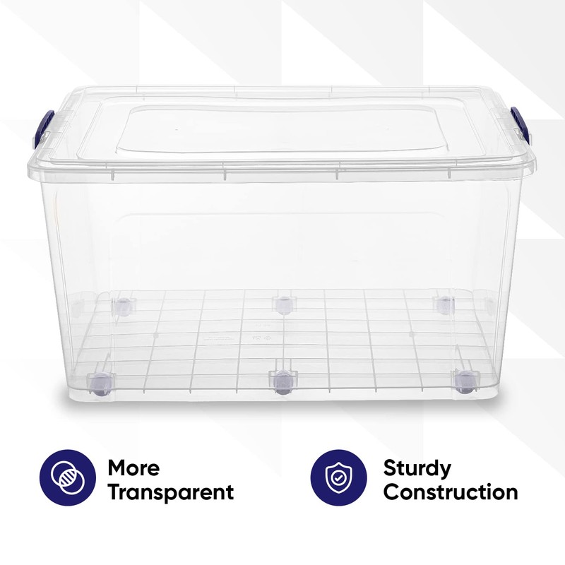 Superio Clear Plastic Storage Bin with Lid and Wheels, Non-Toxic,