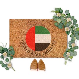 DecStic United Arab Emirates Flag Coir Door Mat Farmhouse Country Flags Door Mat 16x24in Durable Coir Non Slip Front Door Mat for Front Door High Traffic Areas Housewarming Gift
